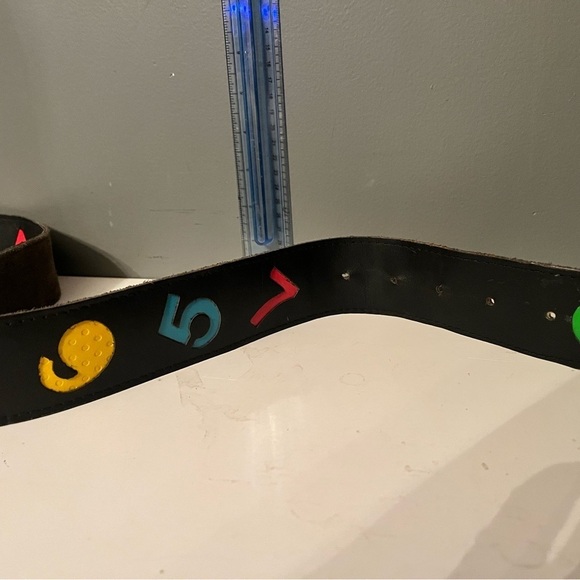 ATTAQUE VINTAGE 80\'S NEON/BLACK Numbers LEATHER BELT MADE IN AUSTRALIA, SIZE M main image 5